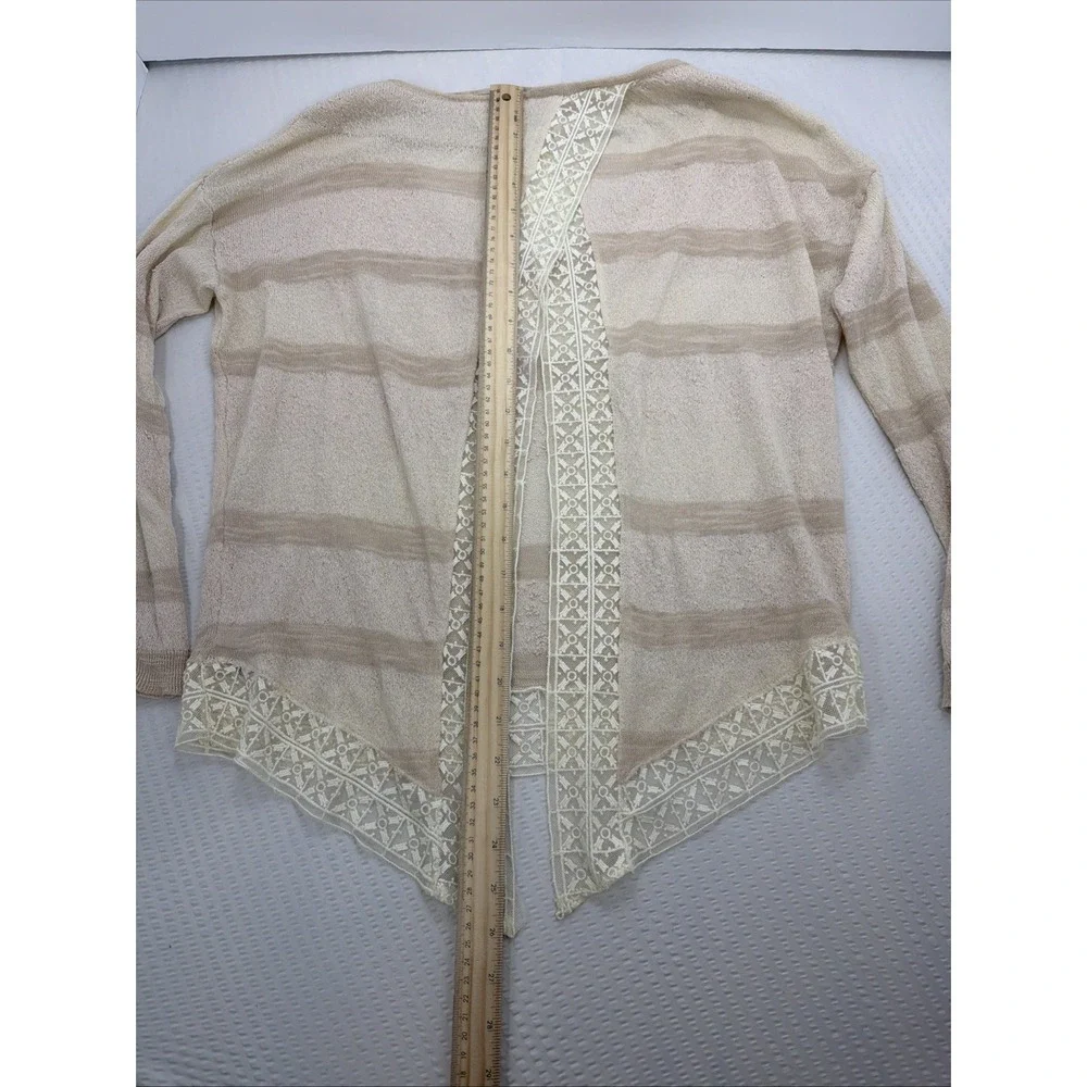 Free People Boho Lace Gauzy Relaxed Split Back Cream Granola Blouse Shirt XS